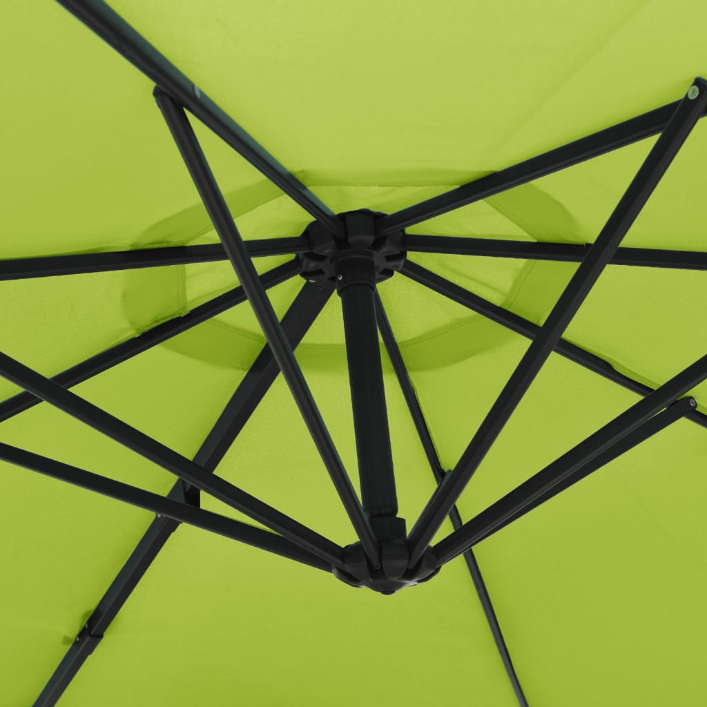 Wall-mounted Parasol with LEDs Apple Green 290cm