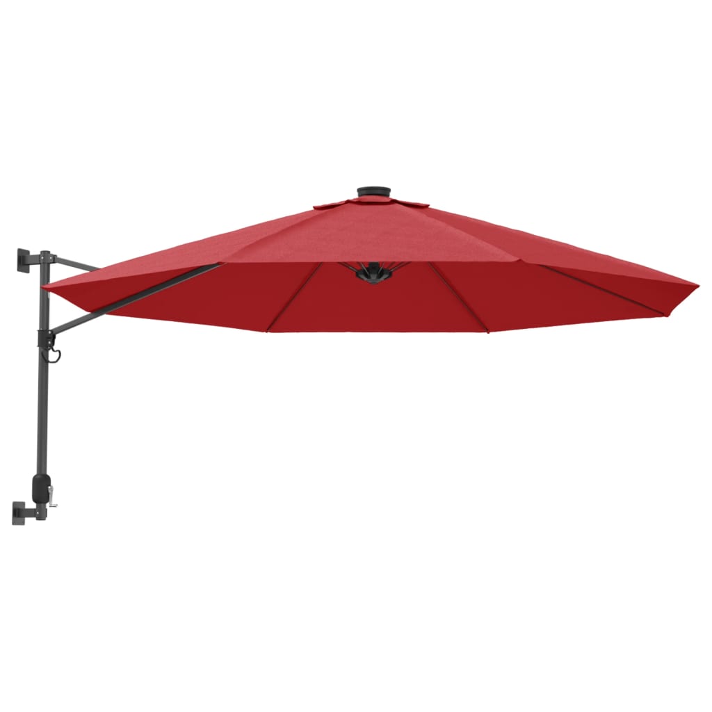 vidaXL Wall-mounted Parasol with LEDs Bright Red 290cm