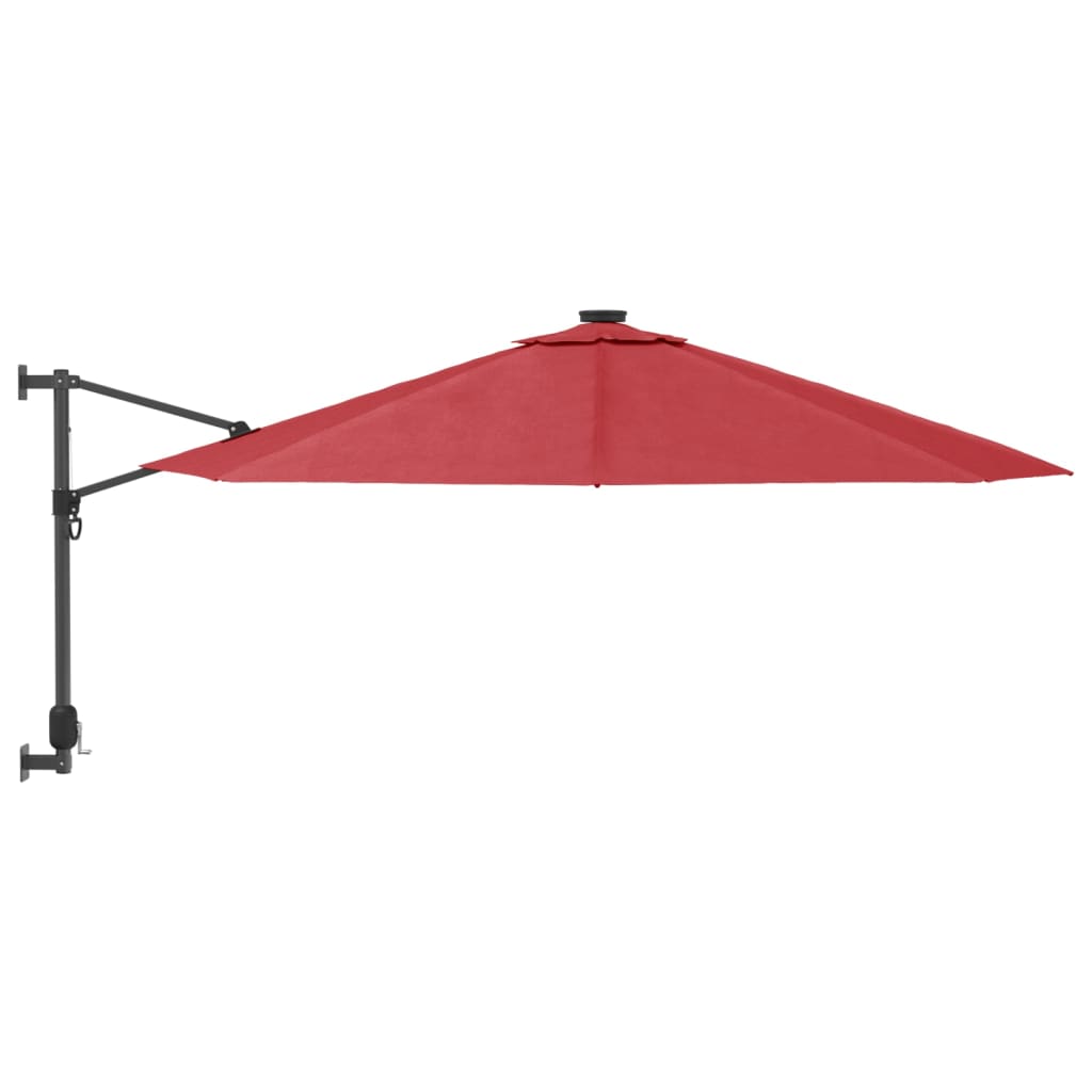 vidaXL Wall-mounted Parasol with LEDs Bright Red 290cm