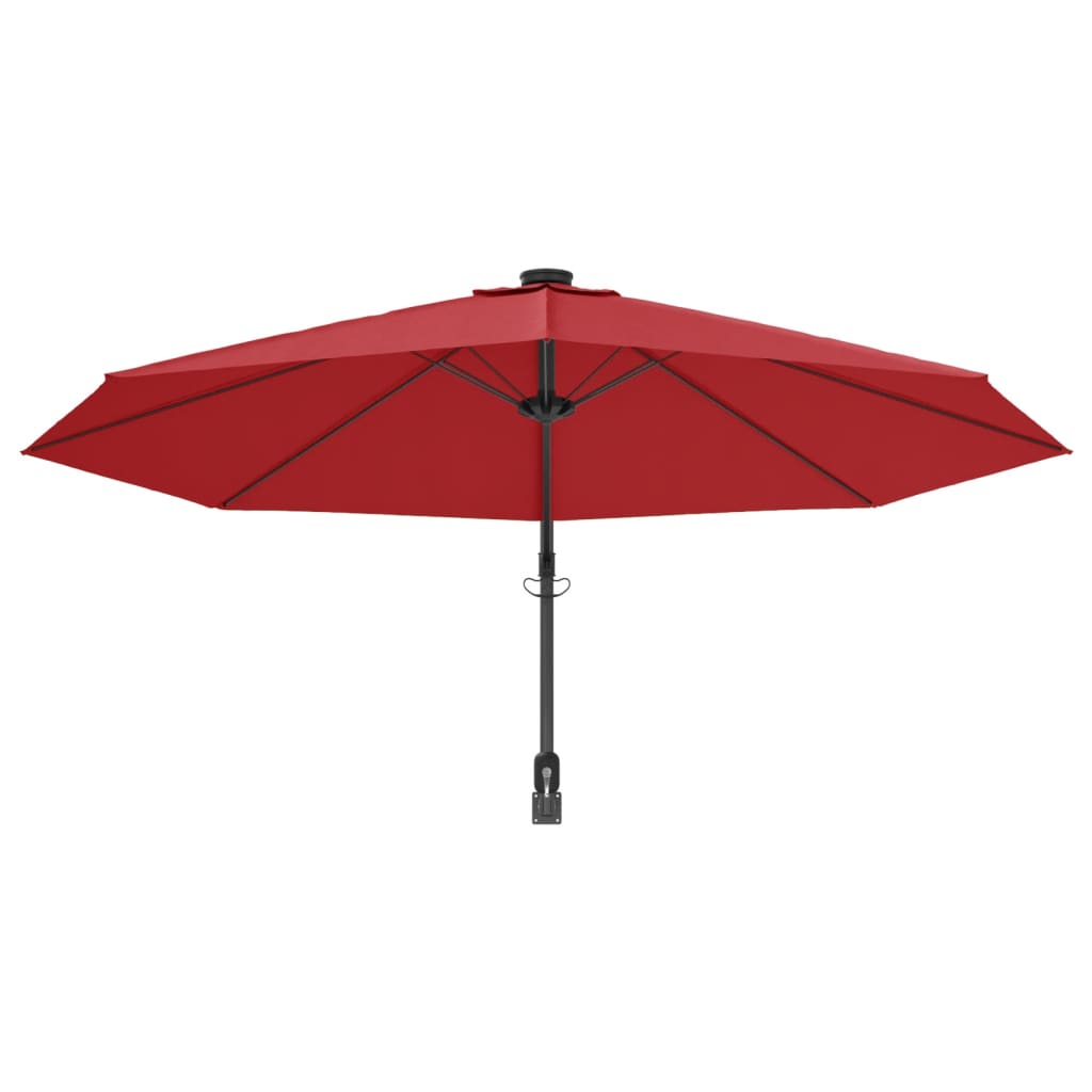 vidaXL Wall-mounted Parasol with LEDs Bright Red 290cm