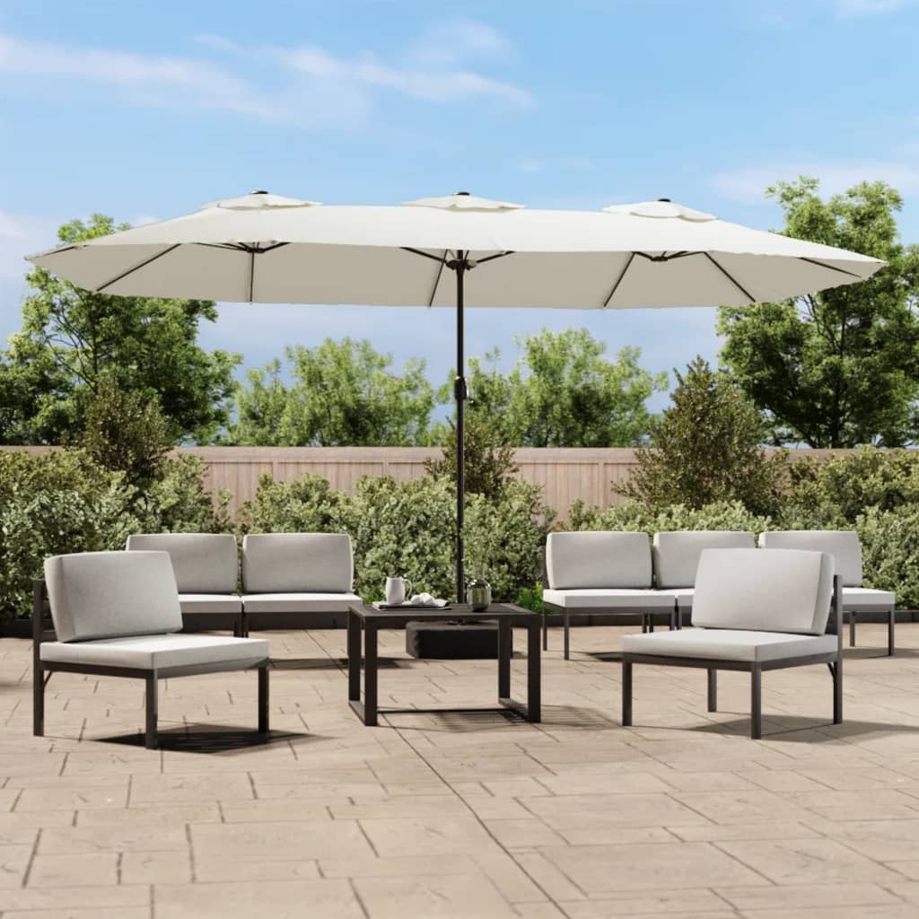 Garden Parasol | Sand white, Dark grey | Polyester, Powder-Coated Iron