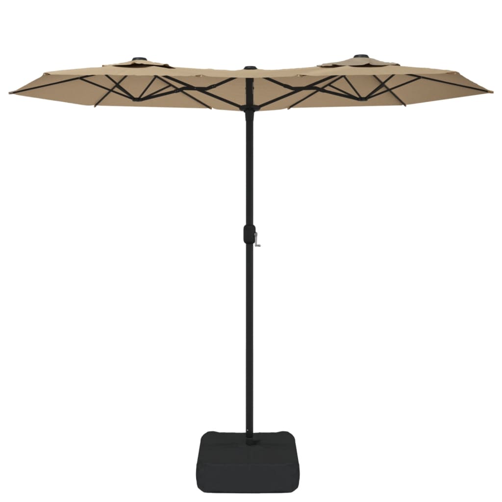 vidaXL Double-Head Parasol with LEDs Taupe 316x240 cm