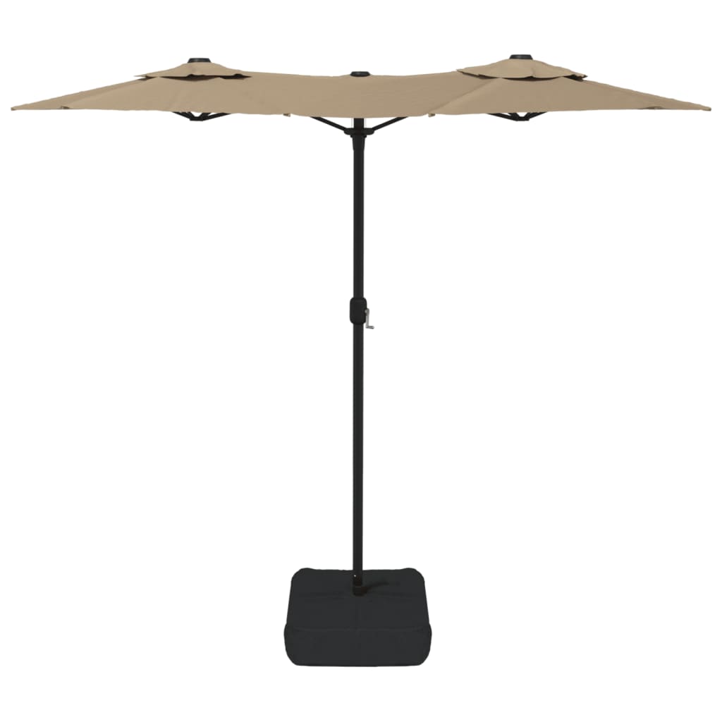 vidaXL Double-Head Parasol with LEDs Taupe 316x240 cm