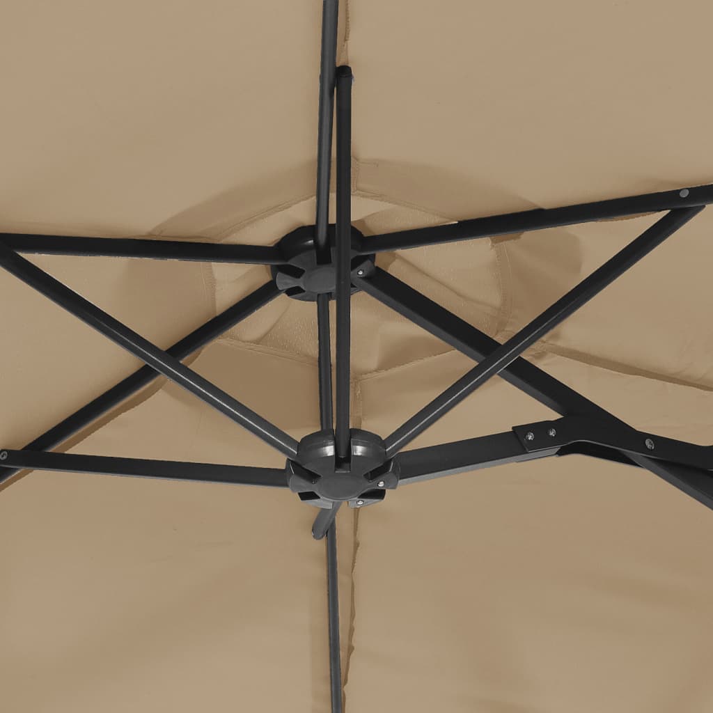 vidaXL Double-Head Parasol with LEDs Taupe 316x240 cm