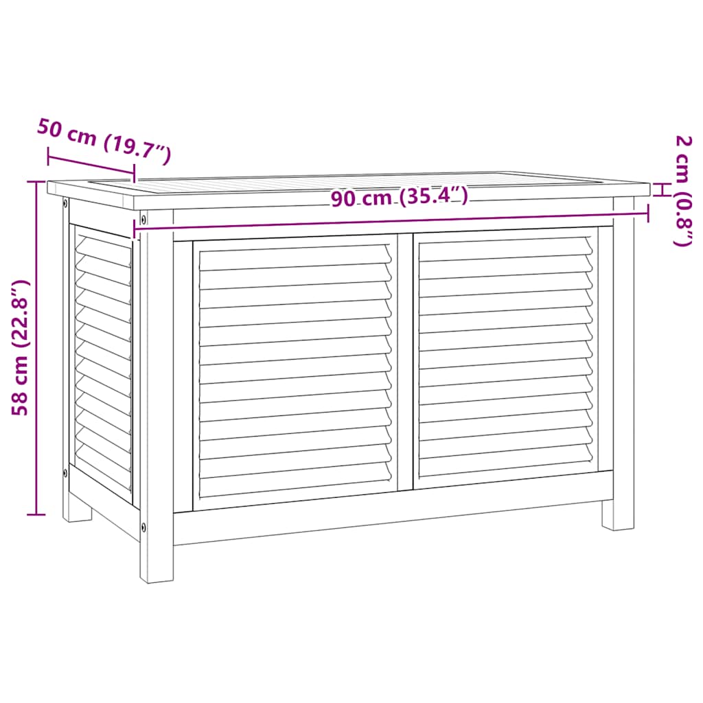 Garden Storage Box with Bag 90x50x58 cm Solid Wood Teak