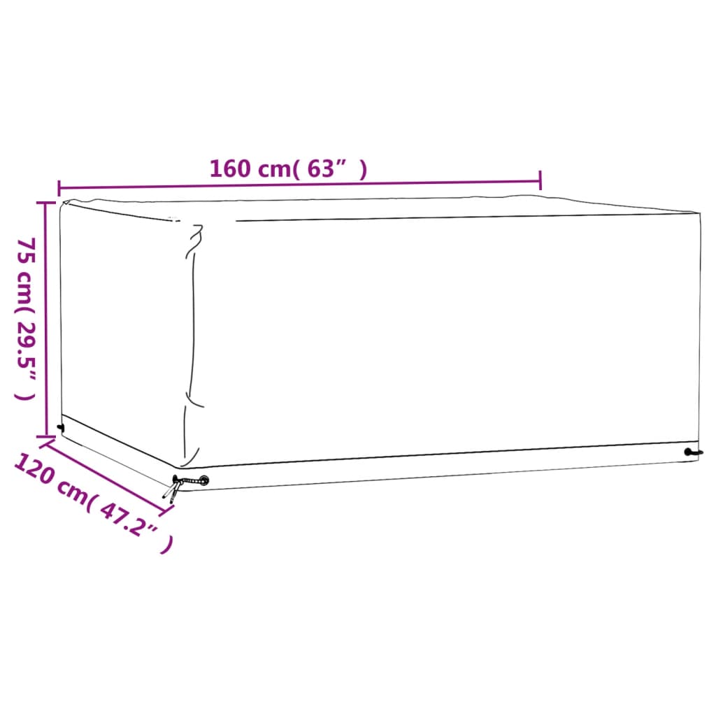 Garden Furniture Cover 8 Eyelets 160x120x75 cm Rectangular