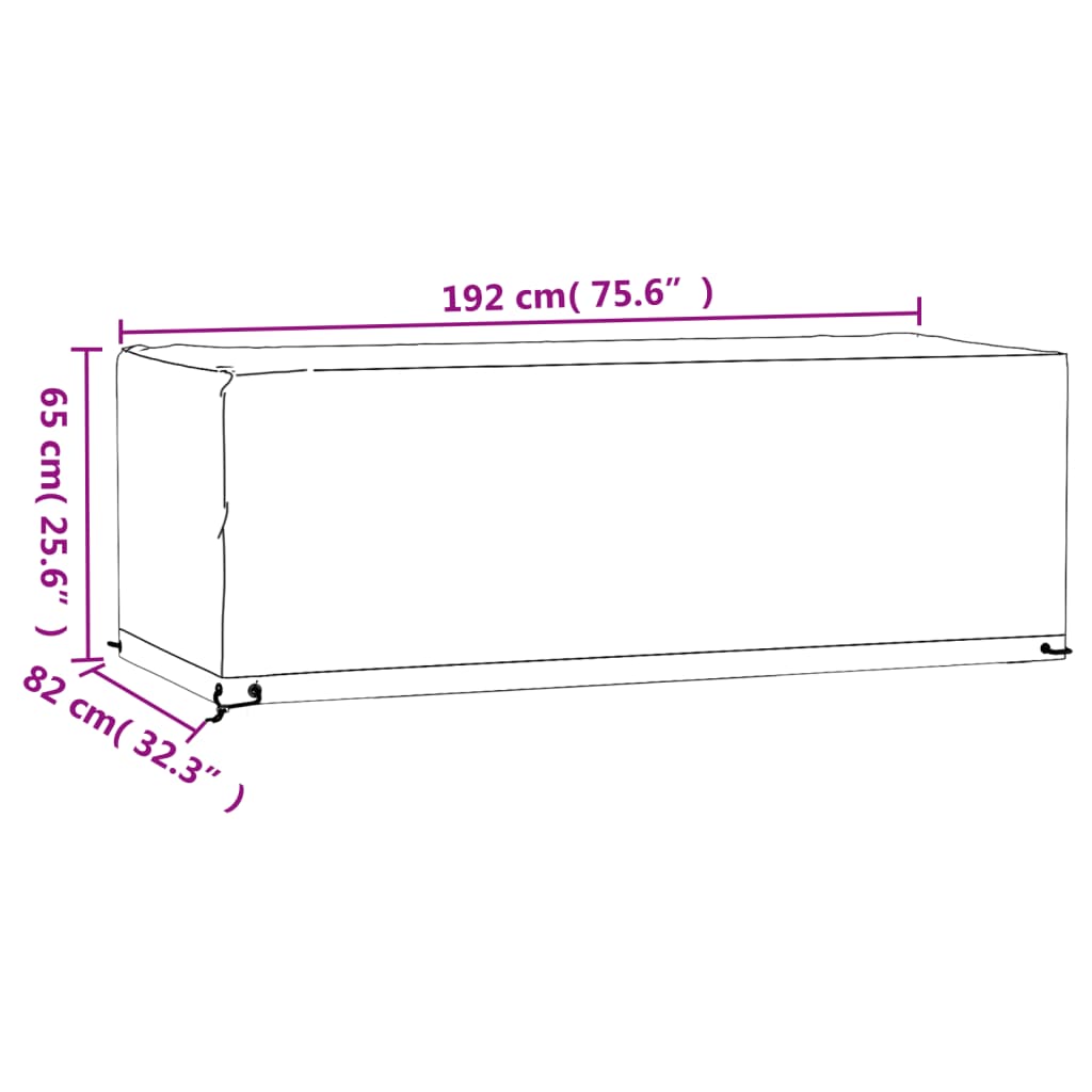 vidaXL Garden Furniture Cover 8 Eyelets 192x82x65 cm Rectangular