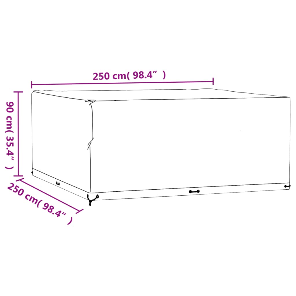 vidaXL Garden Furniture Cover 16 Eyelets 250x250x90 cm Square