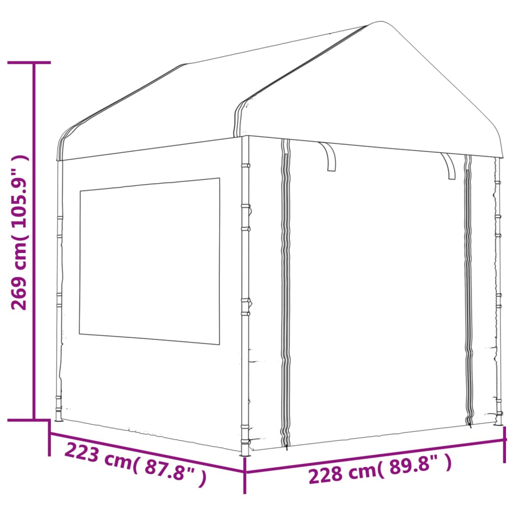 vidaXL Gazebo with Roof White 4.46x2.28x2.69 m Polyethylene