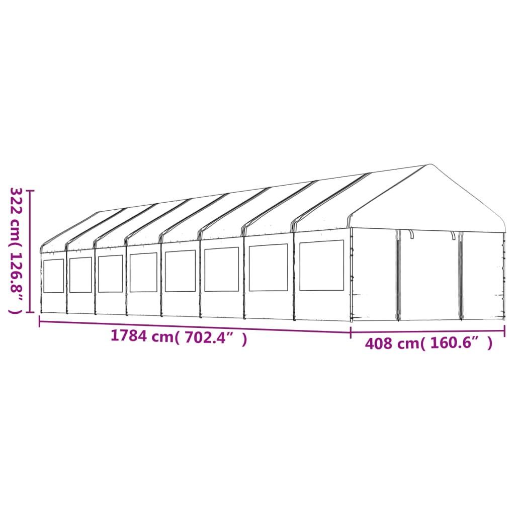 vidaXL Gazebo with Roof White 17.84x4.08x3.22 m Polyethylene