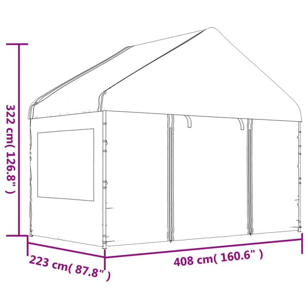 vidaXL Gazebo with Roof White 17.84x4.08x3.22 m Polyethylene