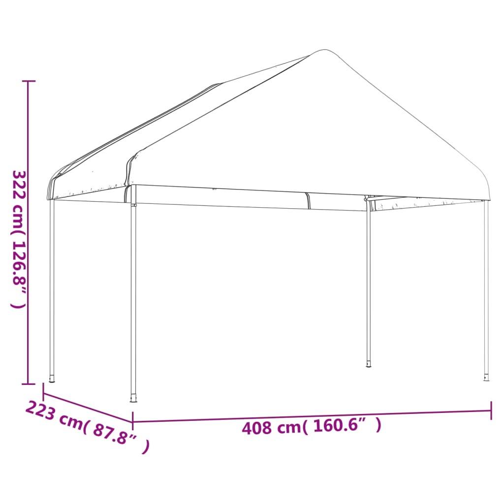 vidaXL Gazebo with Roof White 11.15x4.08x3.22 m Polyethylene