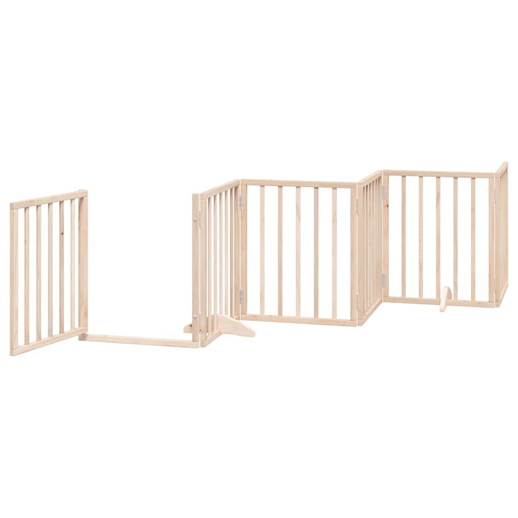 Dog Gate with Door Foldable 9 Panels 450 cm Poplar Wood