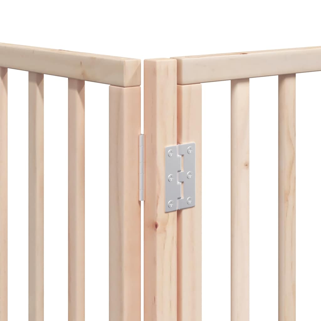 Dog Gate with Door Foldable 9 Panels 450 cm Poplar Wood