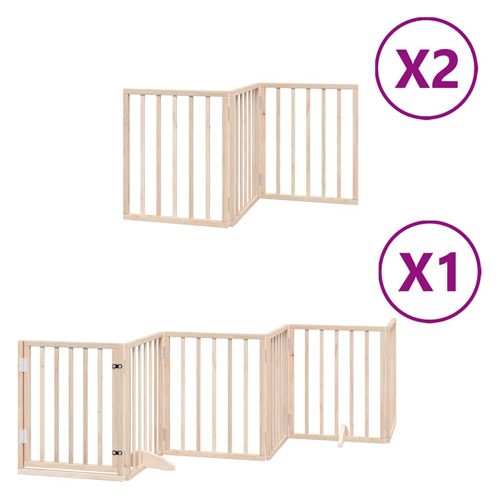 Dog Gate with Door Foldable 12 Panels 600 cm Poplar Wood