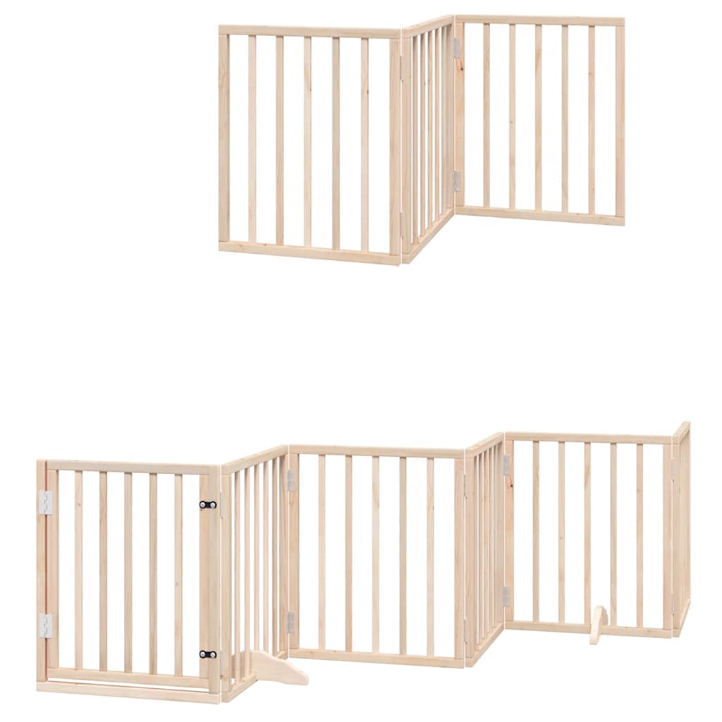 Dog Gate with Door Foldable 15 Panels 750 cm Poplar Wood