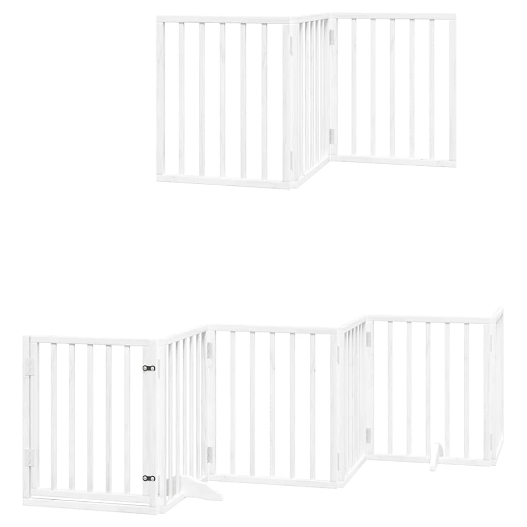 Dog Gate with Door Foldable 12 Panels White 600 cm Poplar Wood