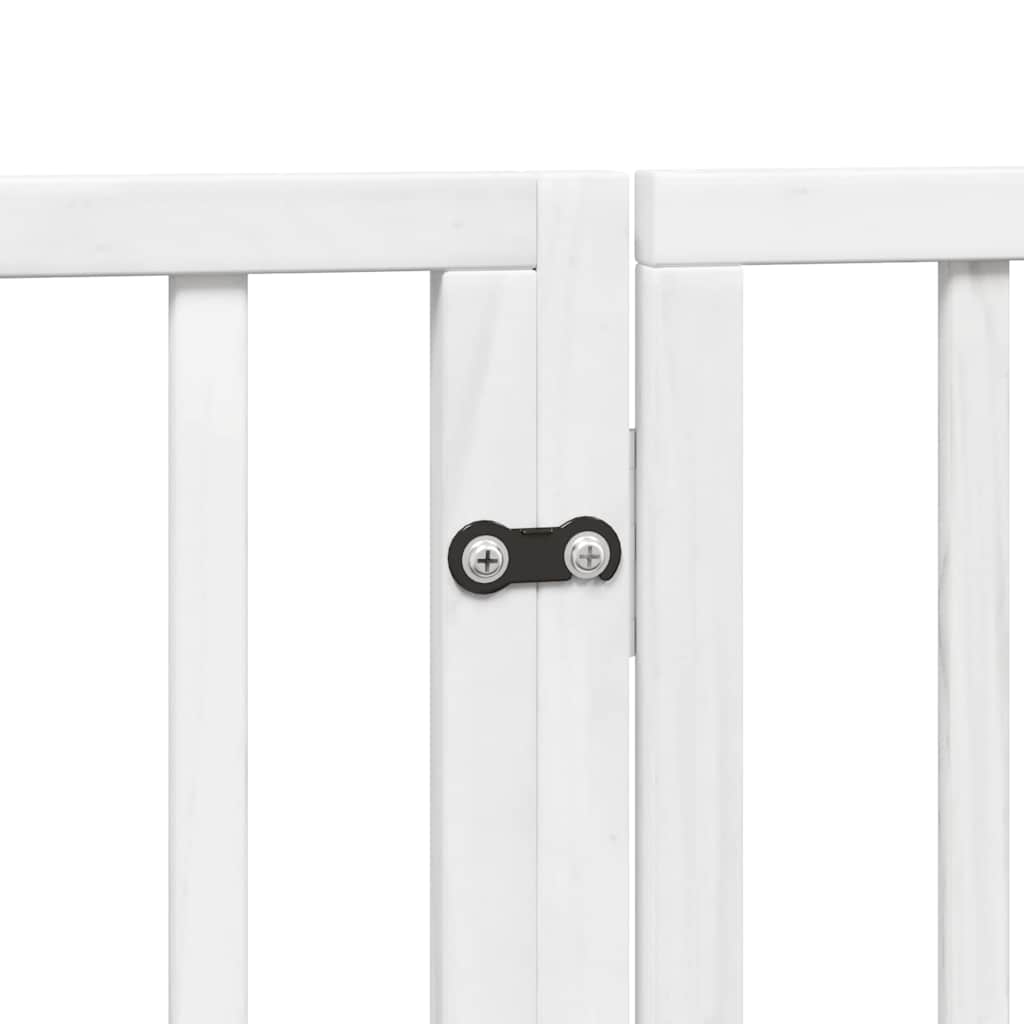 Dog Gate with Door Foldable 15 Panels White 750 cm Poplar Wood