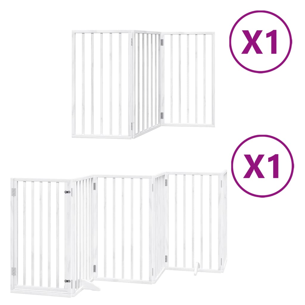 vidaXL Dog Gate with Door Foldable 9 Panels White 450 cm Poplar Wood