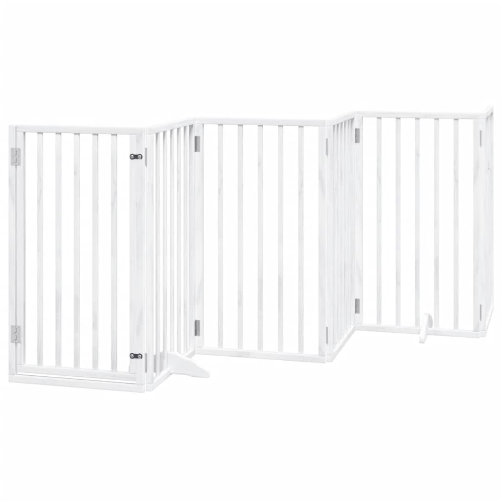 vidaXL Dog Gate with Door Foldable 9 Panels White 450 cm Poplar Wood