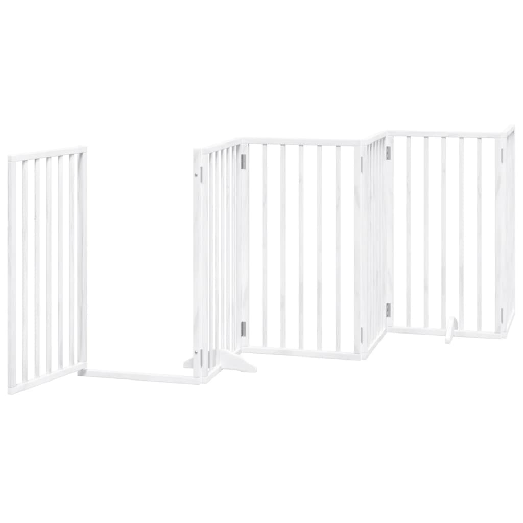 vidaXL Dog Gate with Door Foldable 9 Panels White 450 cm Poplar Wood