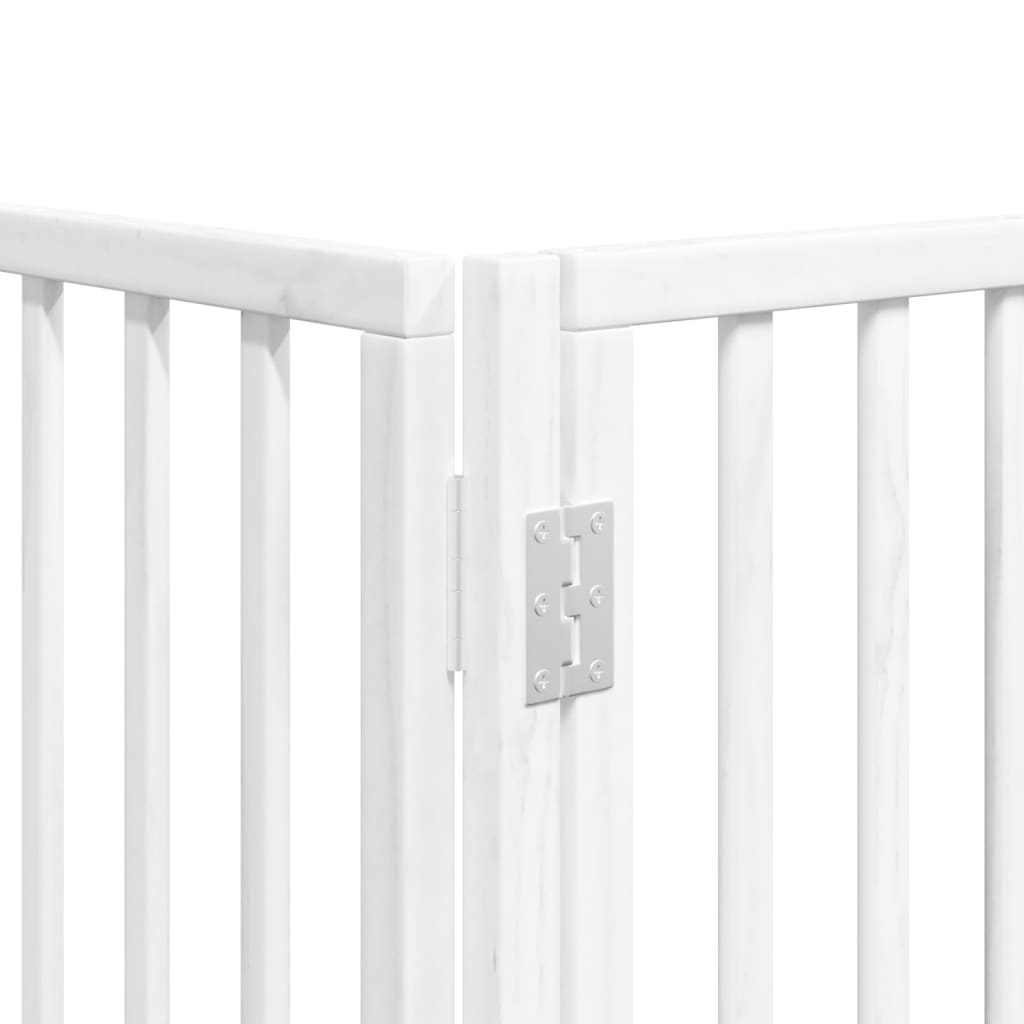 vidaXL Dog Gate with Door Foldable 9 Panels White 450 cm Poplar Wood