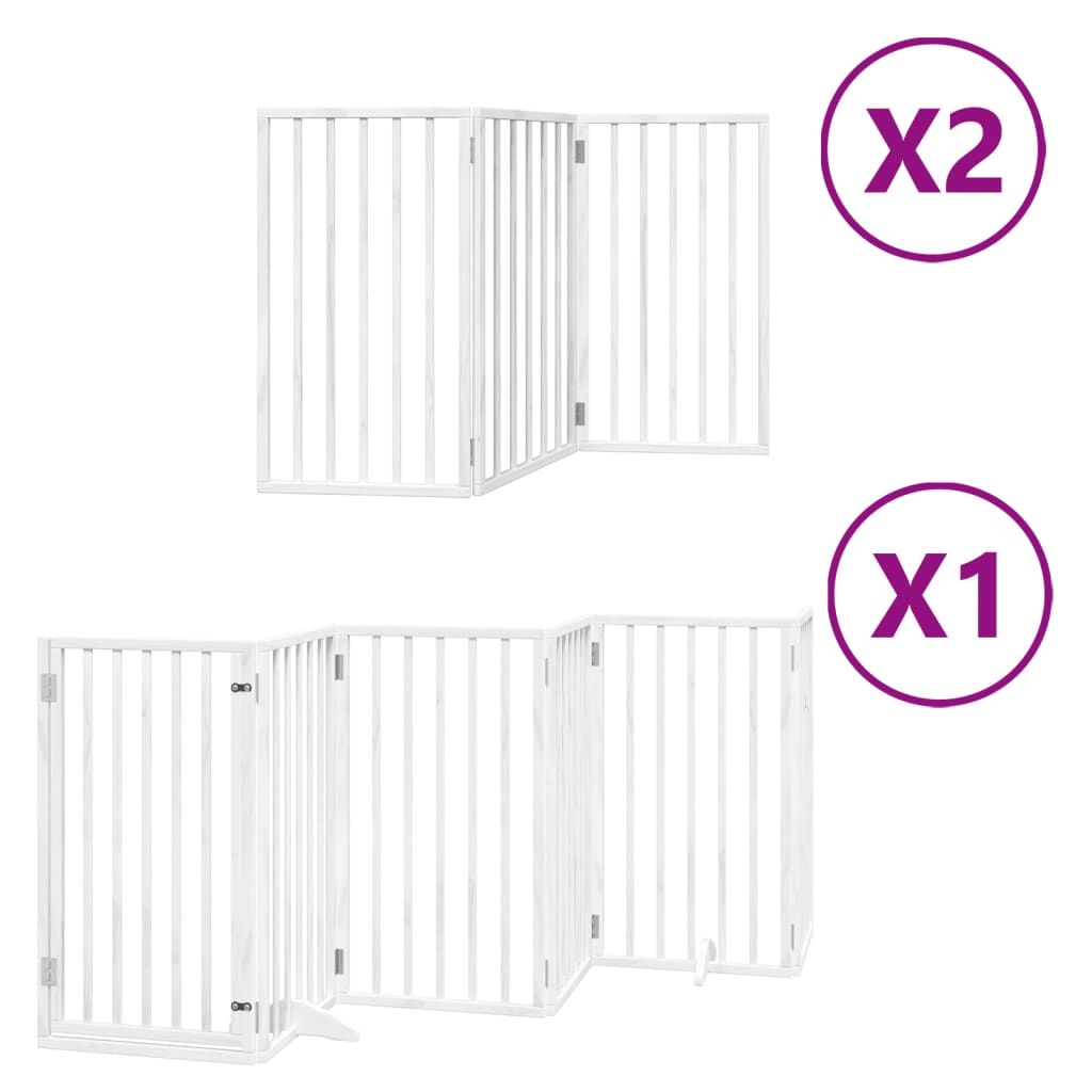 vidaXL Dog Gate with Door Foldable 12 Panels White 600 cm Poplar Wood