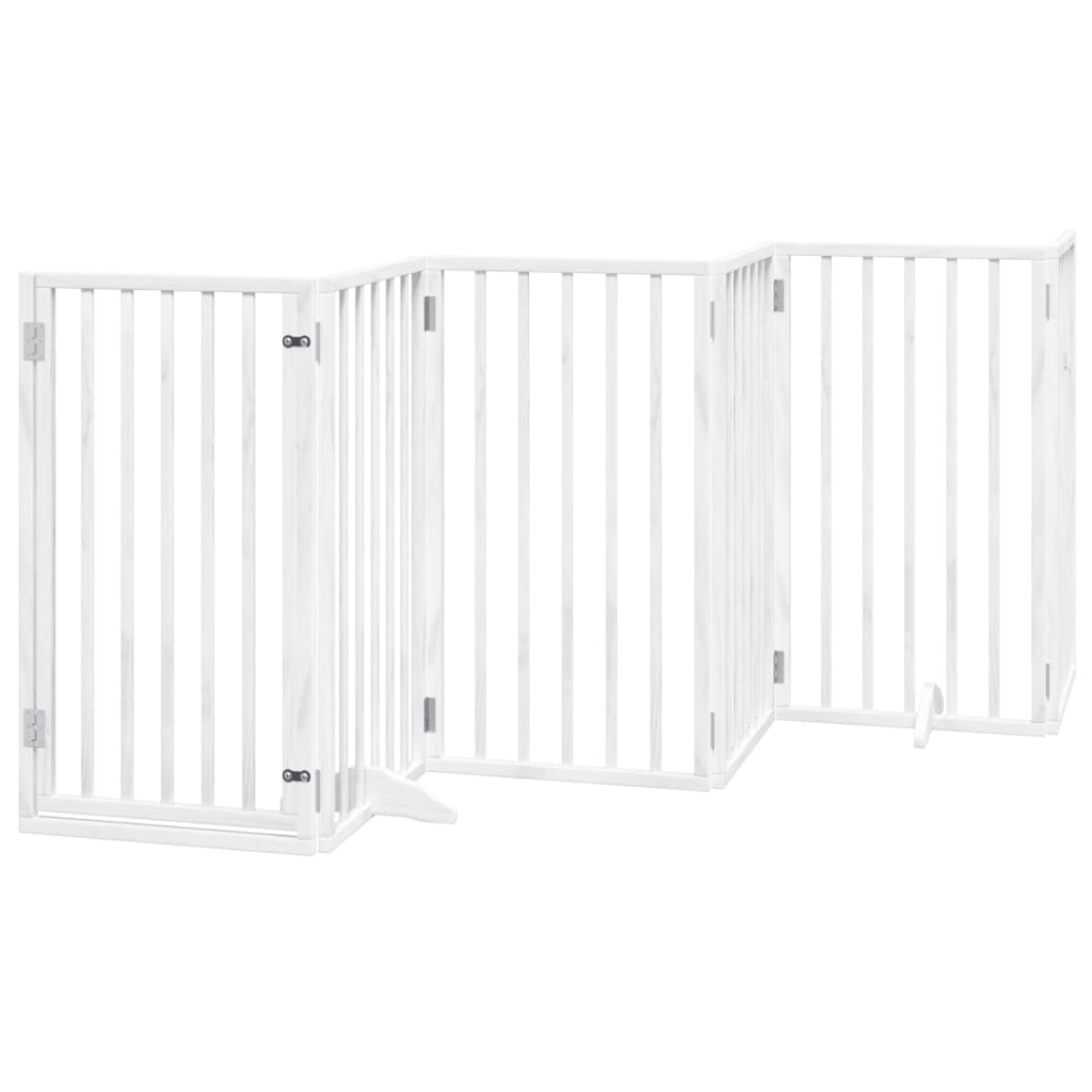 vidaXL Dog Gate with Door Foldable 12 Panels White 600 cm Poplar Wood