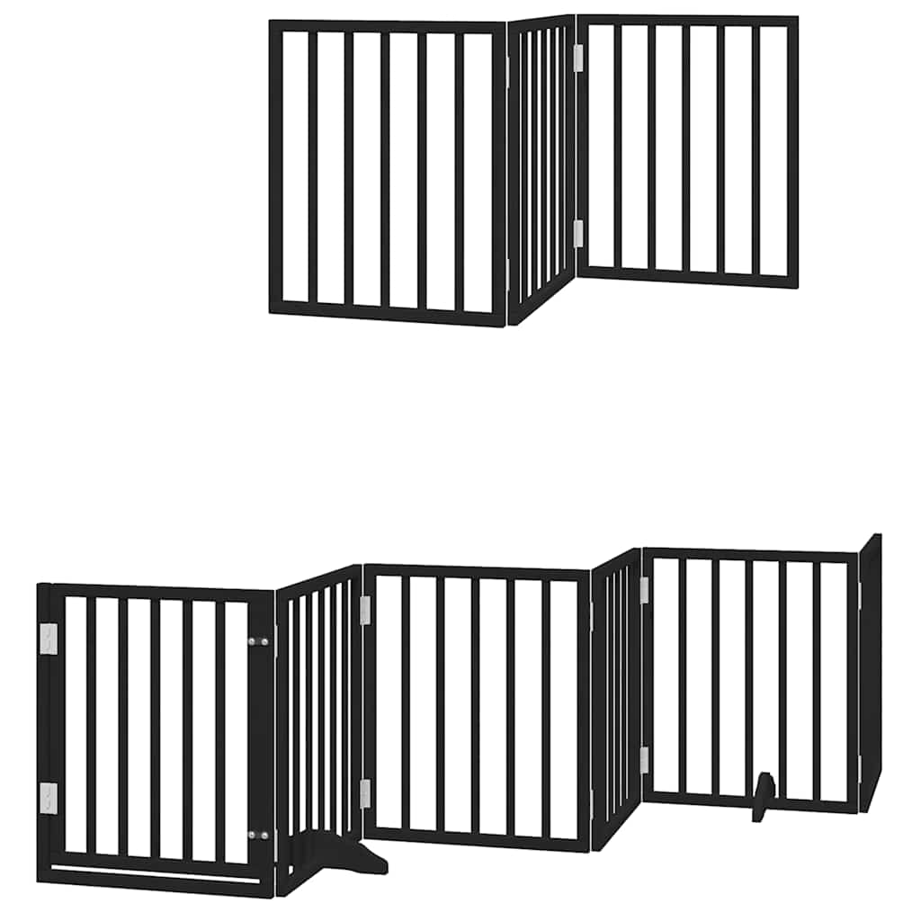 Dog Gate with Door Foldable 12 Panels Black 600 cm Poplar Wood