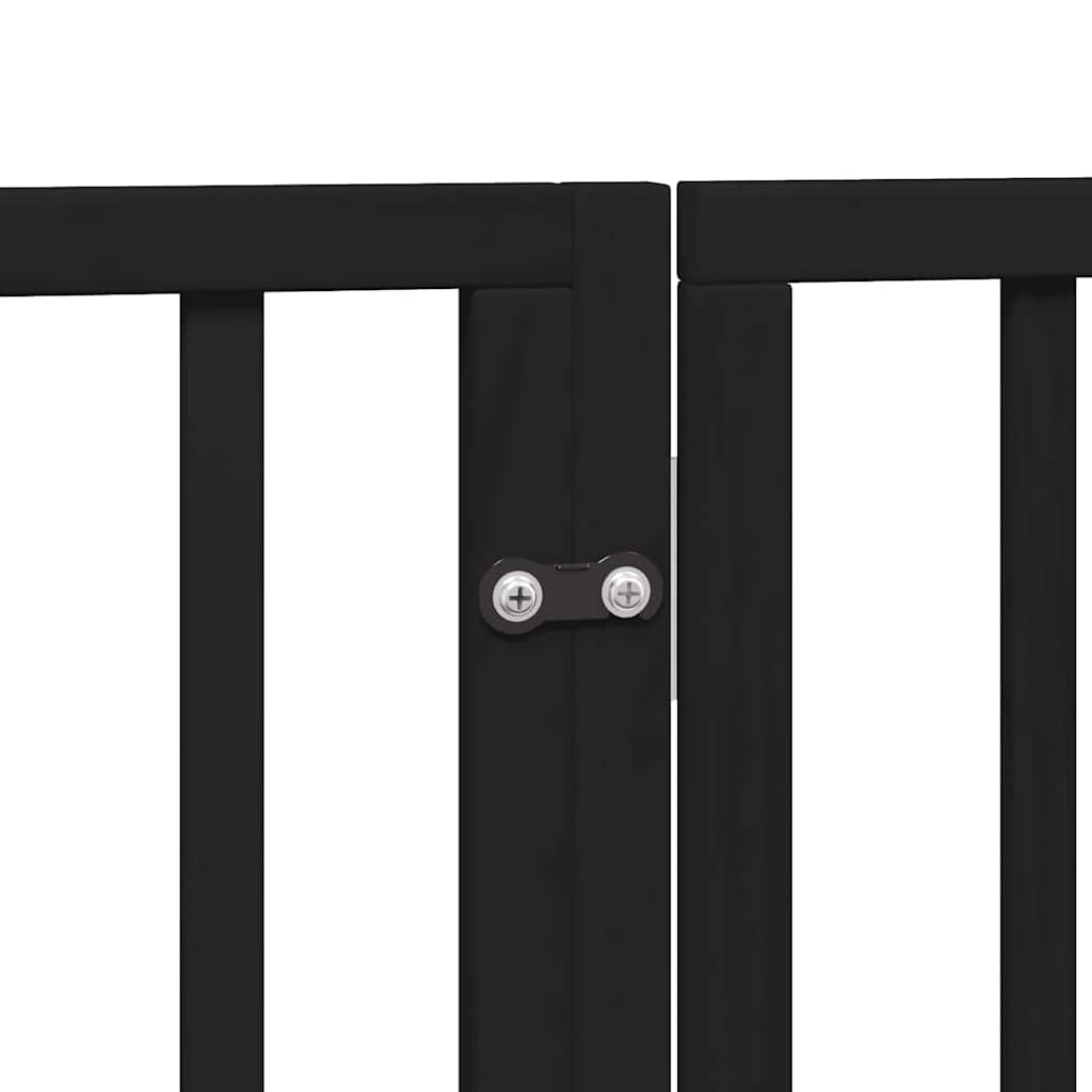 vidaXL Dog Gate with Door Foldable 9 Panels Black 450 cm Poplar Wood