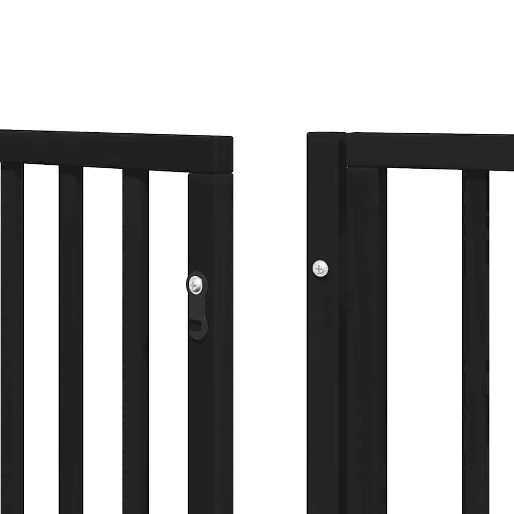 vidaXL Dog Gate with Door Foldable 9 Panels Black 450 cm Poplar Wood