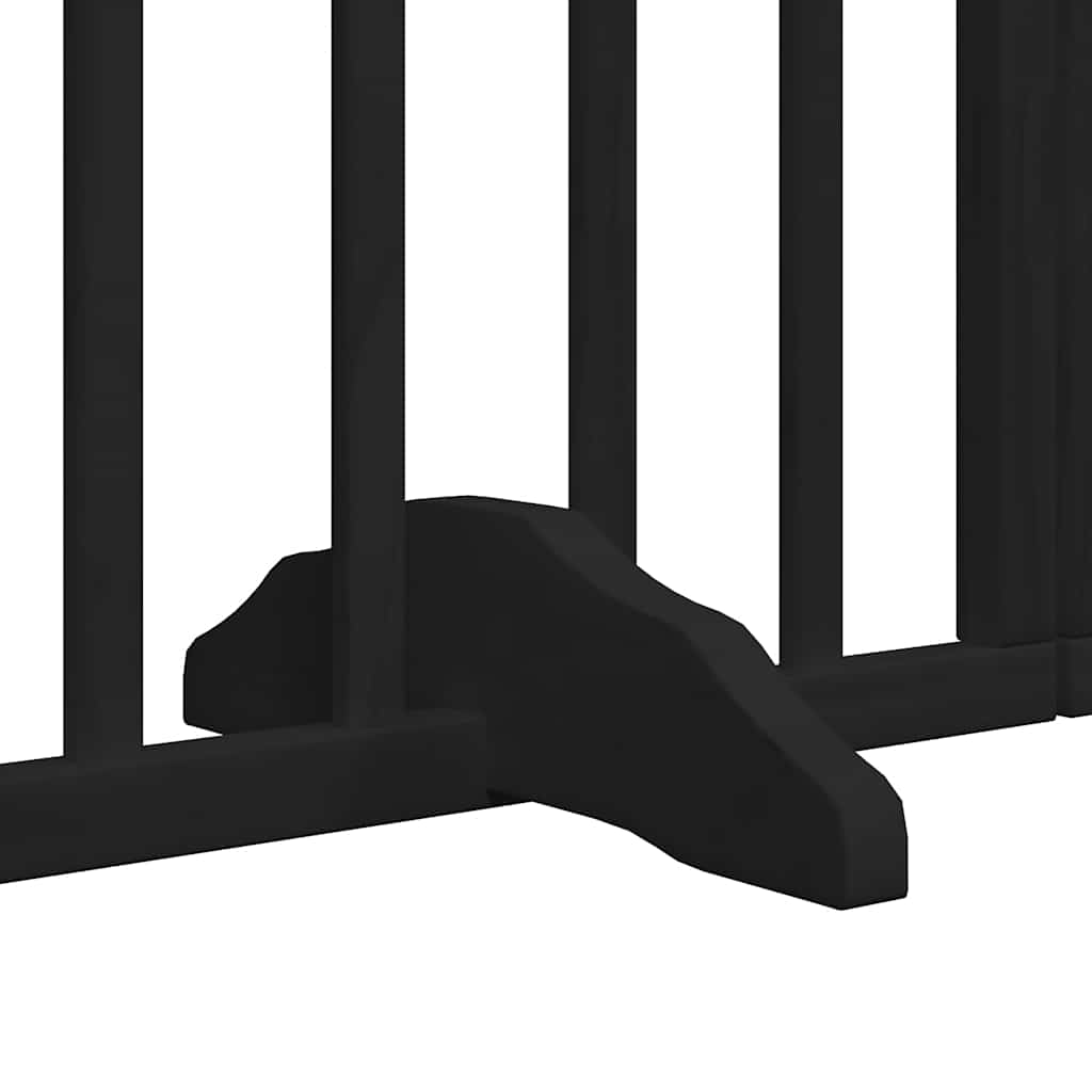 Dog Gate with Door Foldable 12 Panels Black 600 cm Poplar Wood
