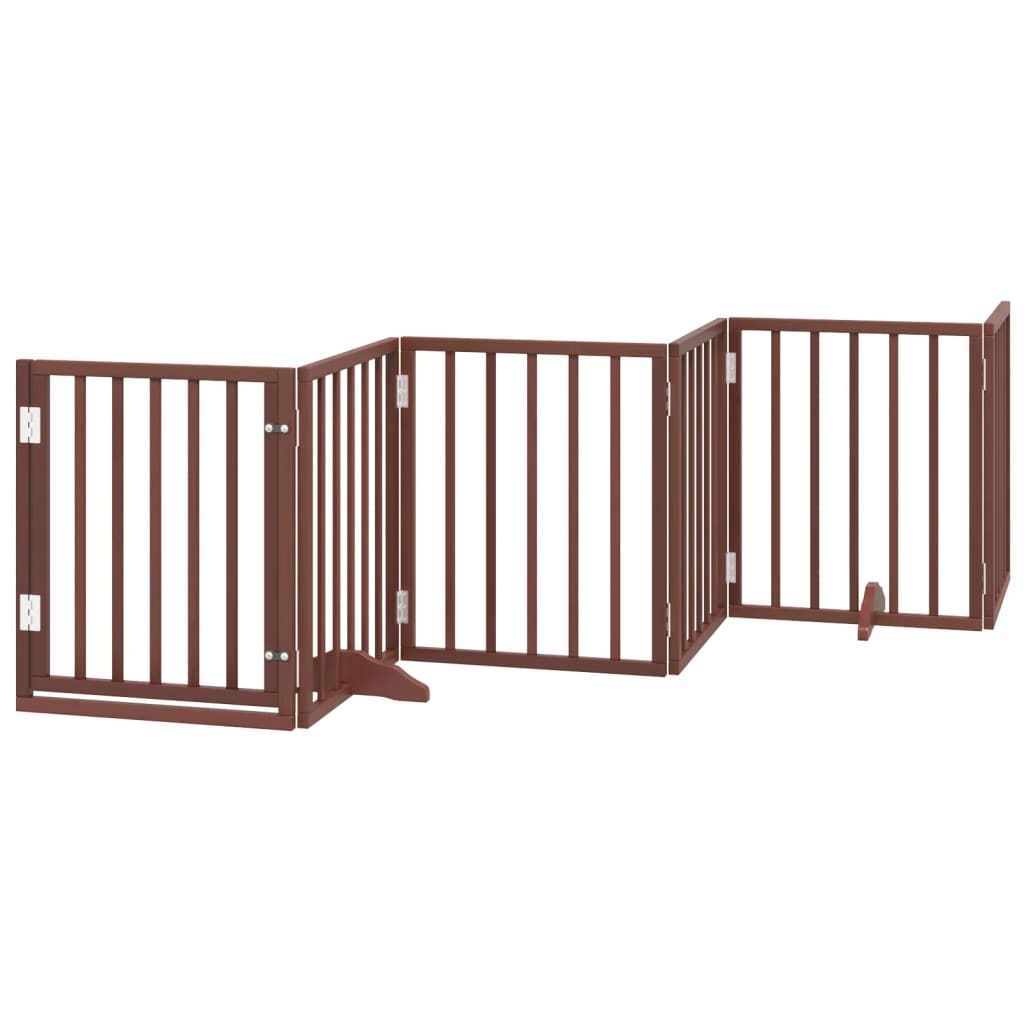 vidaXL Dog Gate with Door Foldable 12 Panels Brown 600 cm Poplar Wood