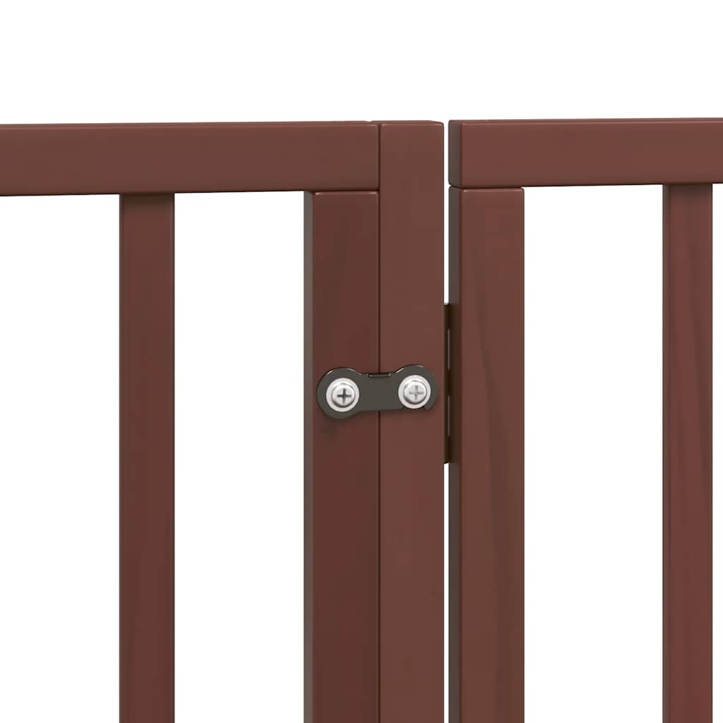 Dog Gate with Door Foldable 9 Panels Brown 450 cm Poplar Wood