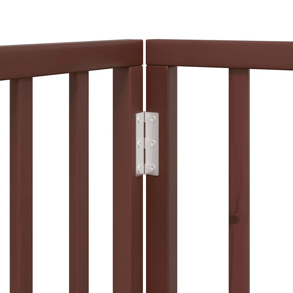 Dog Gate with Door Foldable 12 Panels Brown 600 cm Poplar Wood