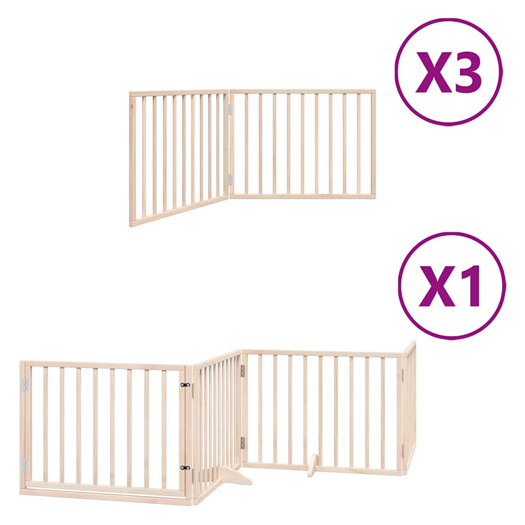 Dog Gate with Door Foldable 10 Panels 800 cm Poplar Wood