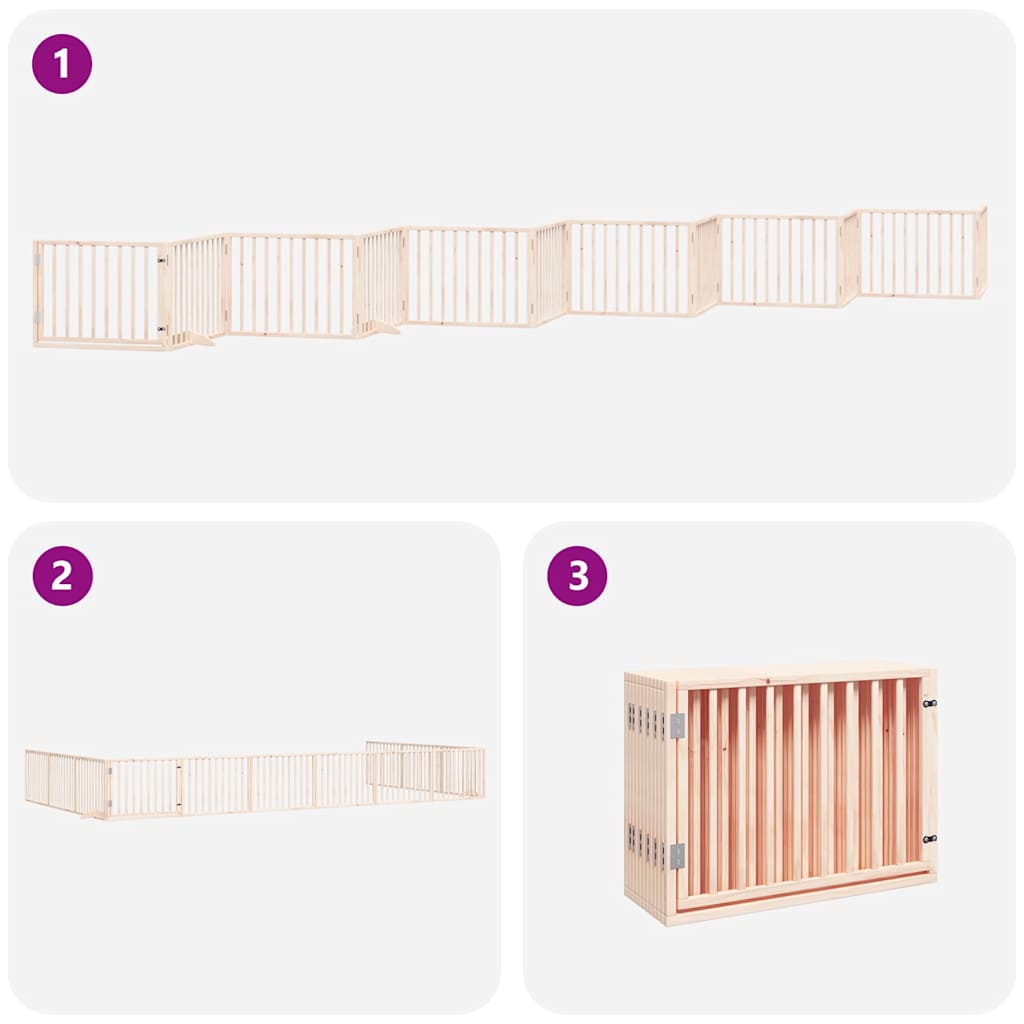 Dog Gate with Door Foldable 12 Panels 960 cm Poplar Wood