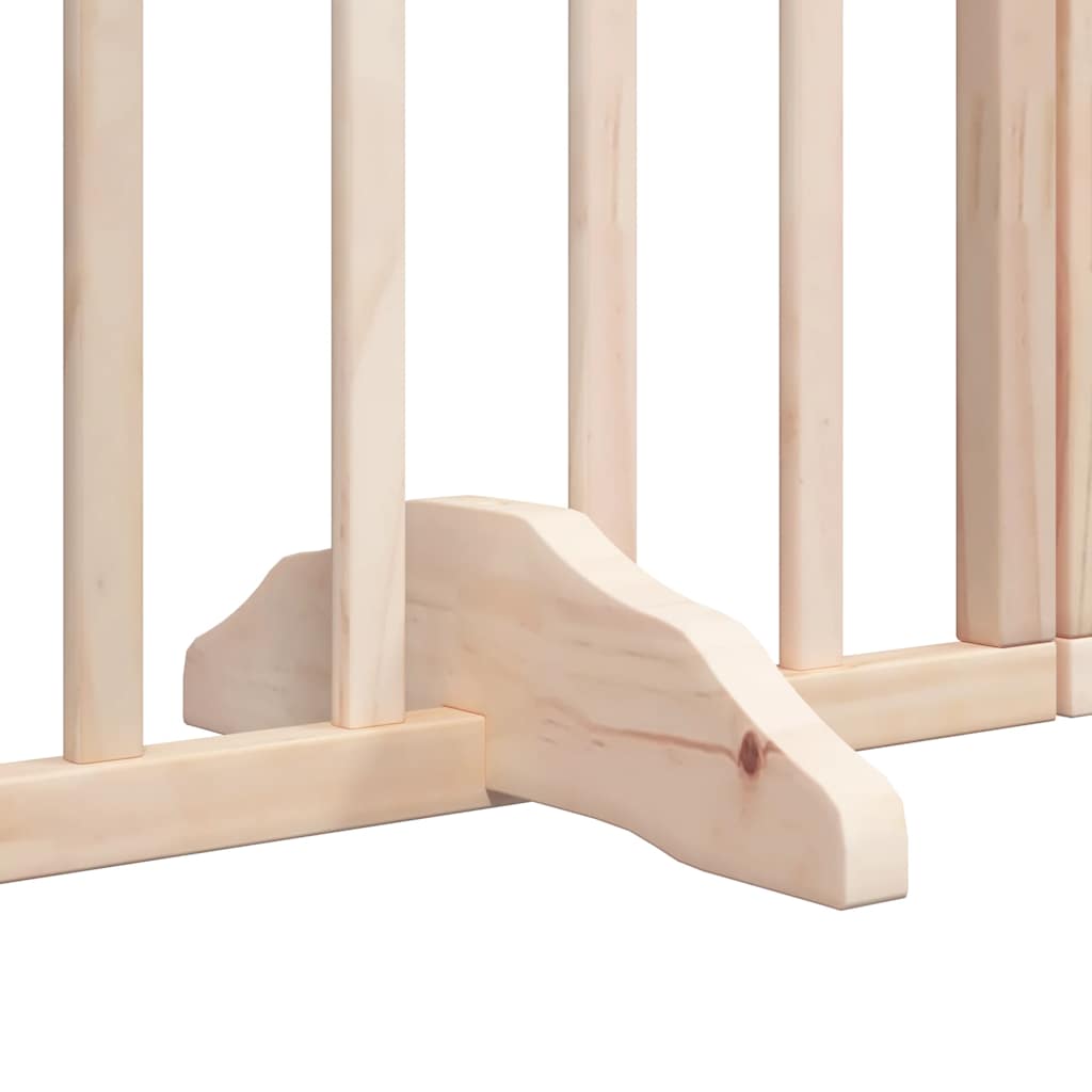 Dog Gate with Door Foldable 8 Panels 640 cm Poplar Wood