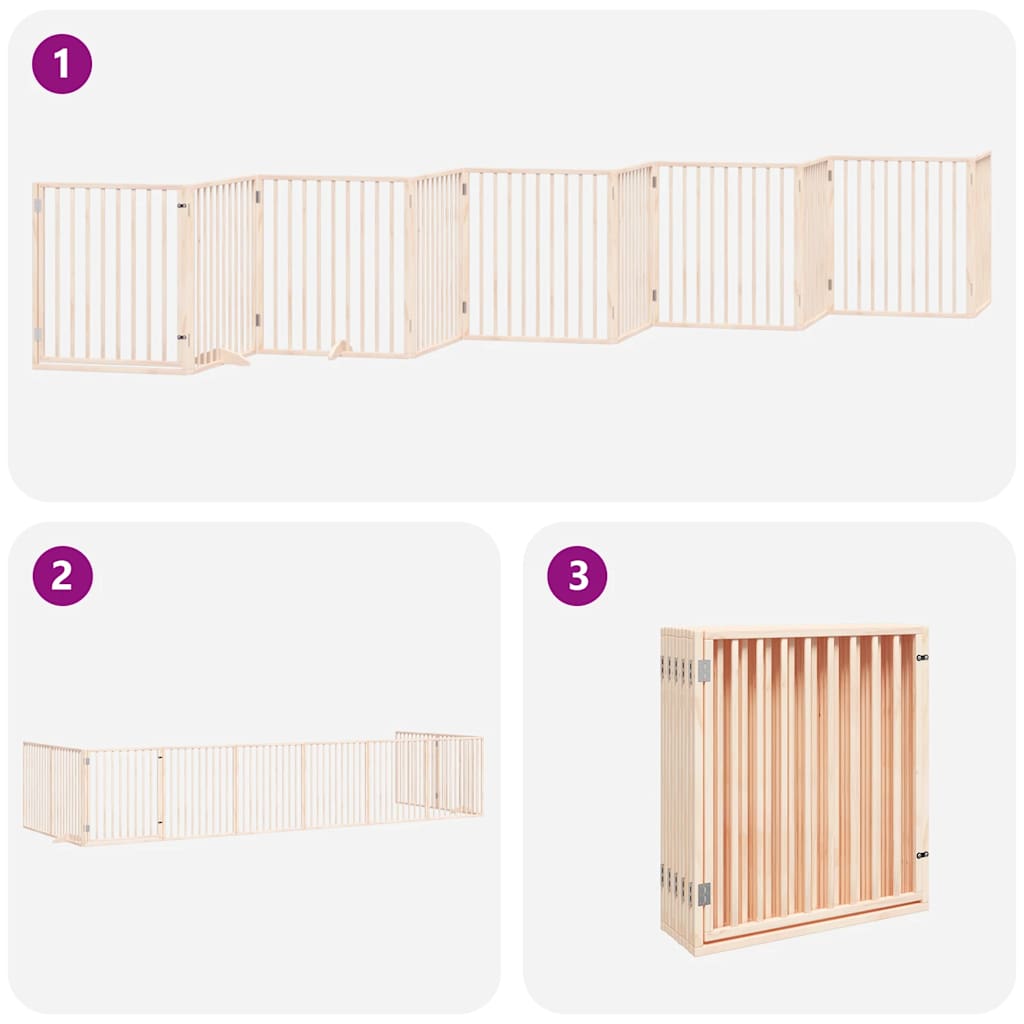 Dog Gate with Door Foldable 10 Panels 800 cm Poplar Wood