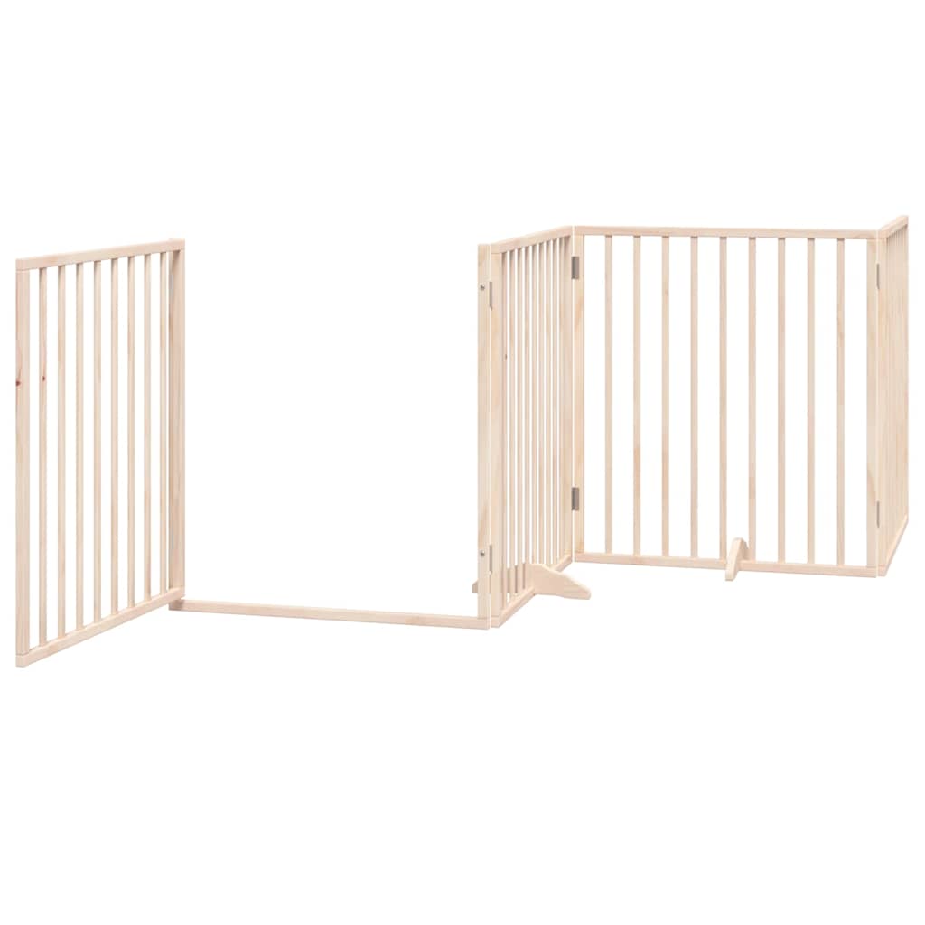 Dog Gate with Door Foldable 12 Panels 960 cm Poplar Wood