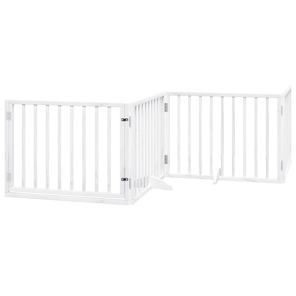 vidaXL Dog Gate with Door Foldable 6 Panels White 480 cm Poplar Wood