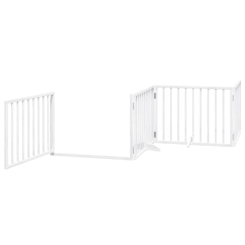 vidaXL Dog Gate with Door Foldable 6 Panels White 480 cm Poplar Wood