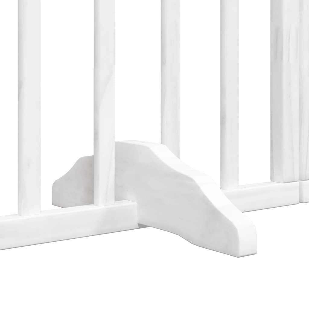 Dog Gate with Door Foldable 6 Panels White 480 cm Poplar Wood