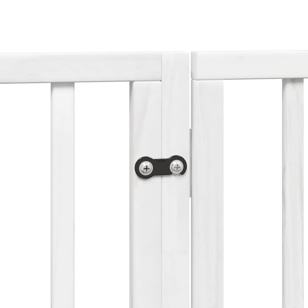 Dog Gate with Door Foldable 6 Panels White 480 cm Poplar Wood
