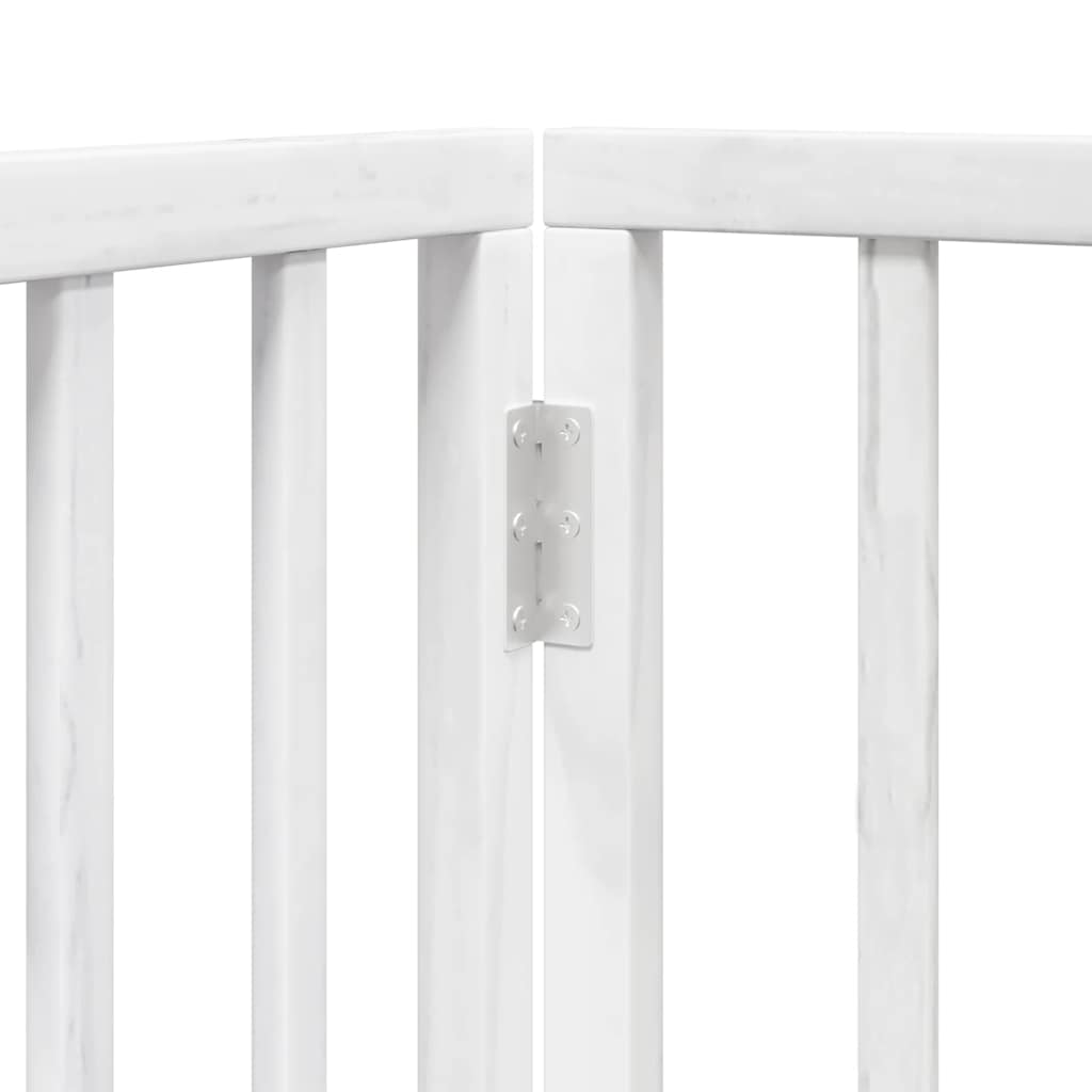 Dog Gate with Door Foldable 6 Panels White 480 cm Poplar Wood