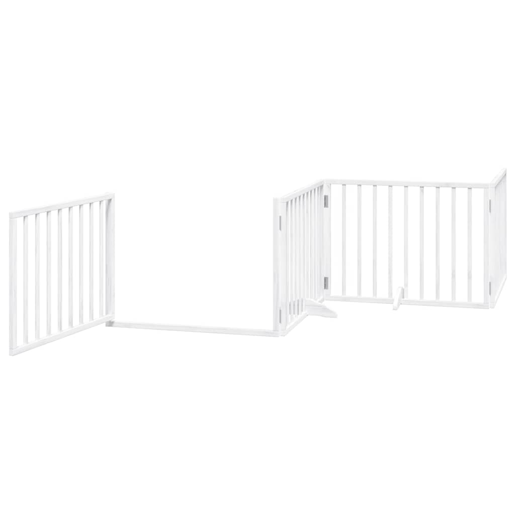 vidaXL Dog Gate with Door Foldable 8 Panels White 640 cm Poplar Wood