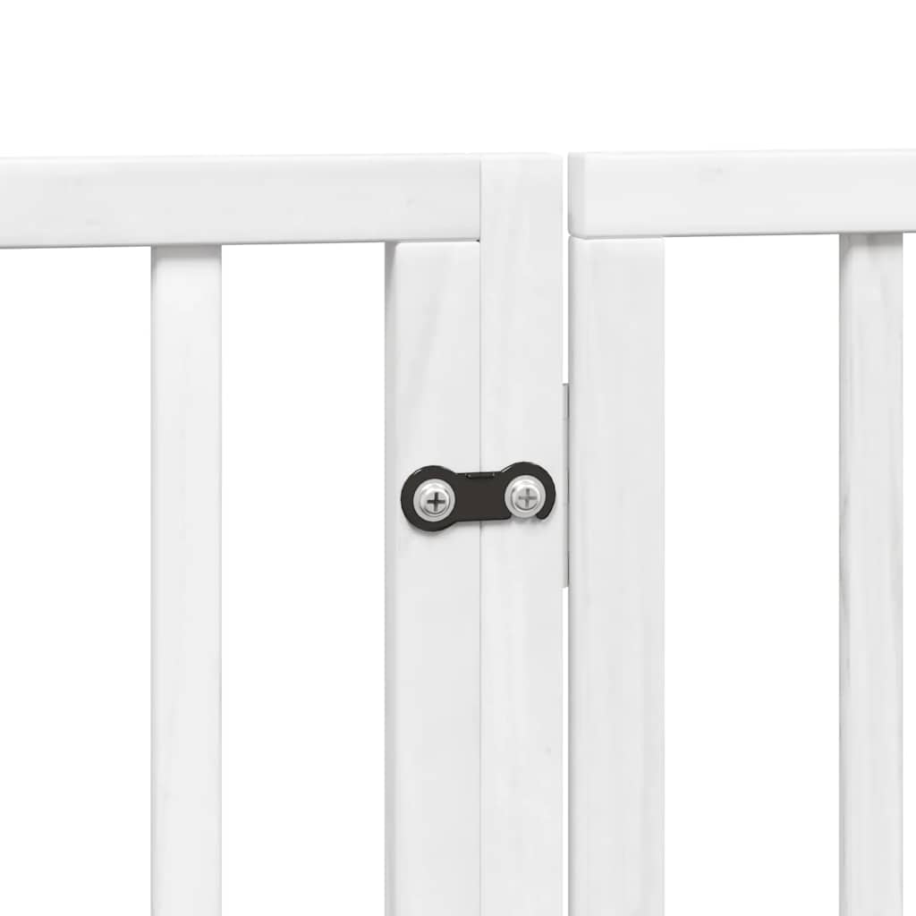 Dog Gate with Door Foldable 8 Panels White 640 cm Poplar Wood