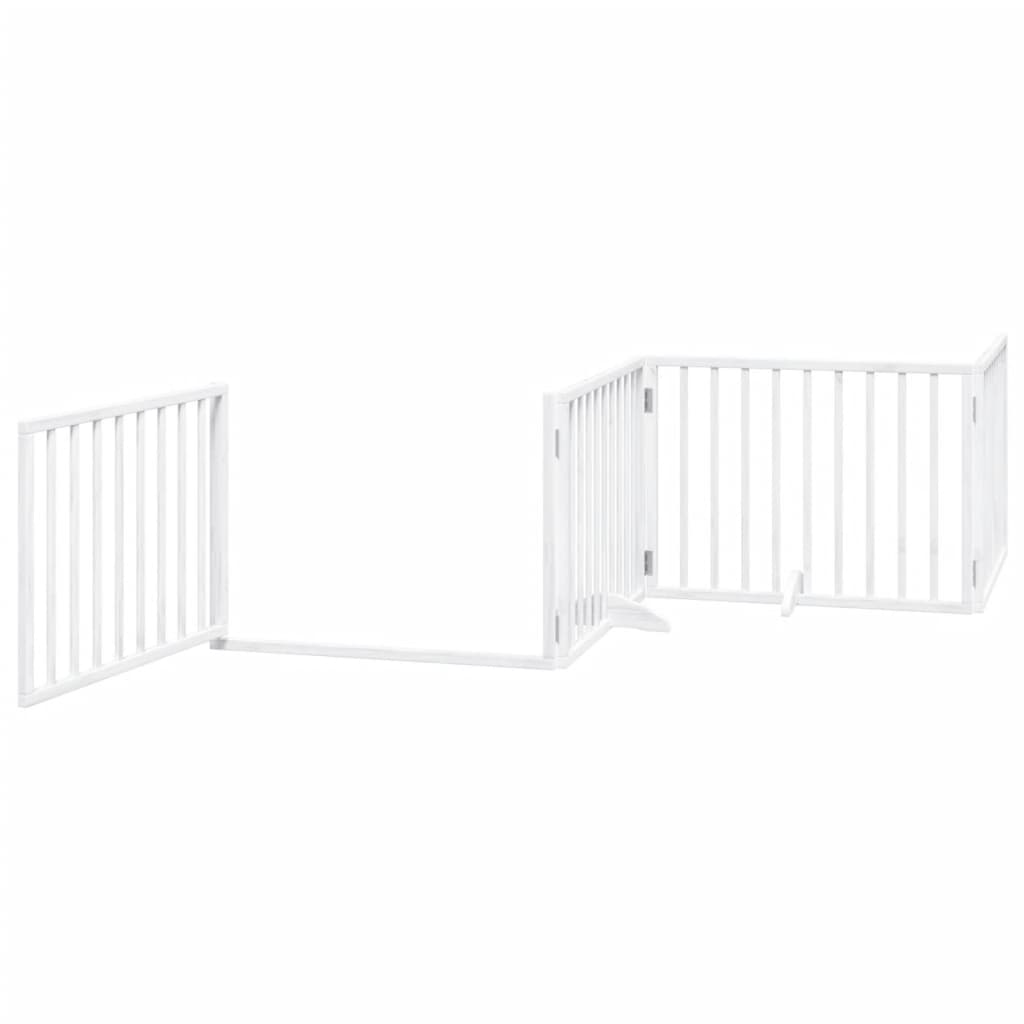 vidaXL Dog Gate with Door Foldable 10 Panels White 800 cm Poplar Wood