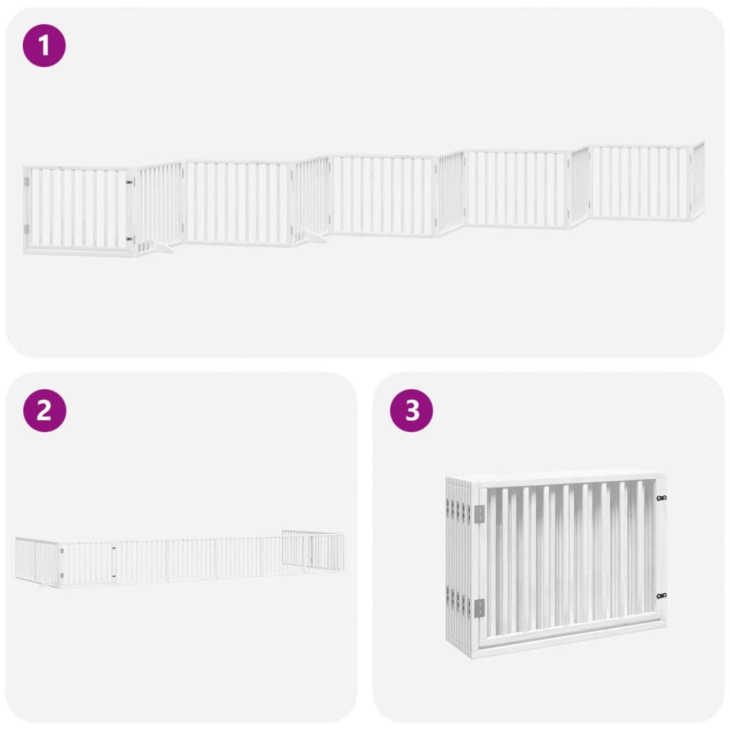 vidaXL Dog Gate with Door Foldable 10 Panels White 800 cm Poplar Wood