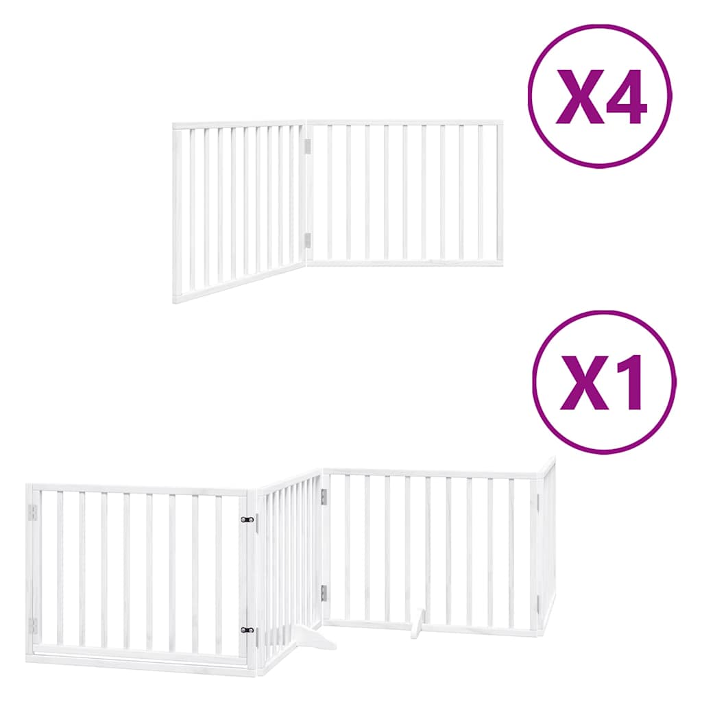 Dog Gate with Door Foldable 12 Panels White 960 cm Poplar Wood